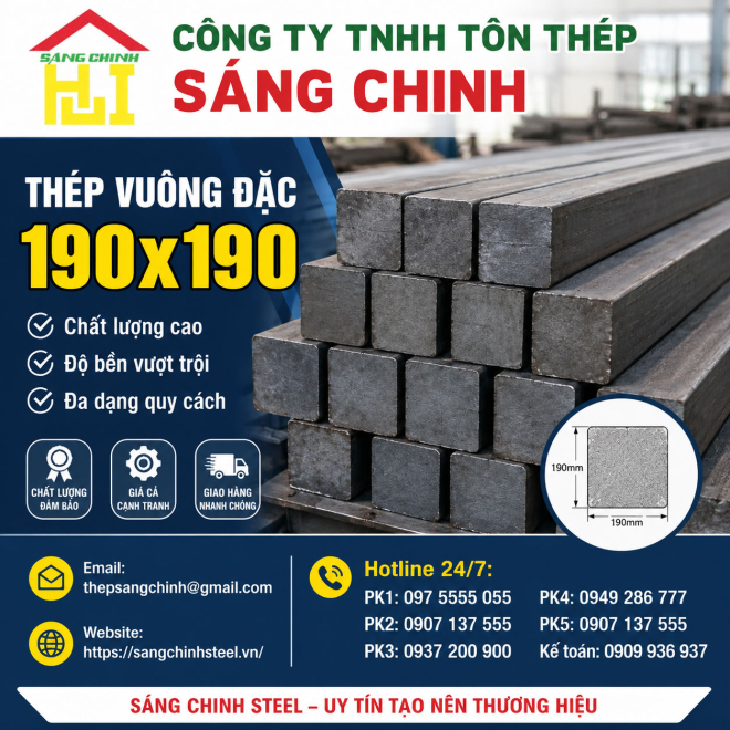 Bảng báo giá thép vuông đặc 190x190