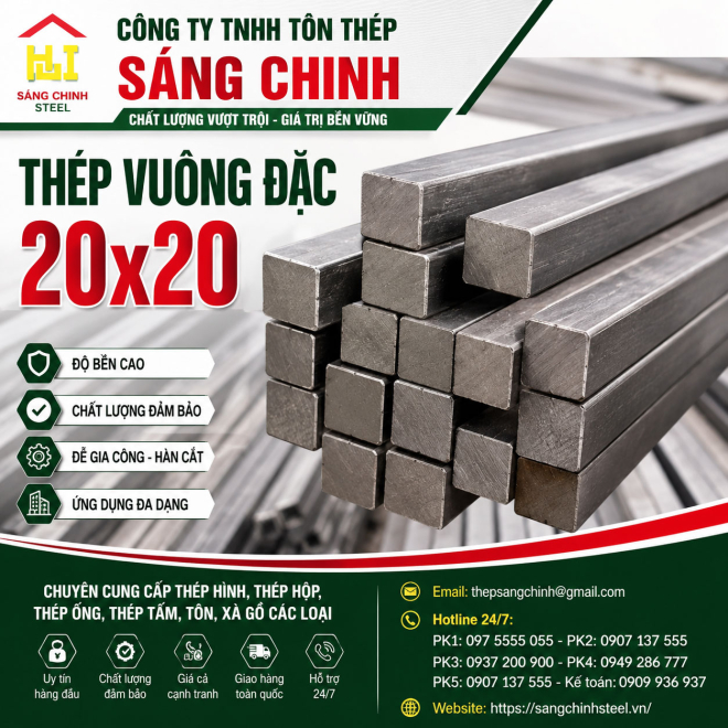 Bảng báo giá thép vuông đặc 20x20