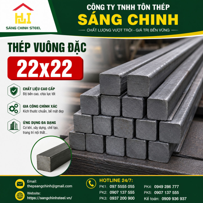 Bảng báo giá thép vuông đặc 22x22