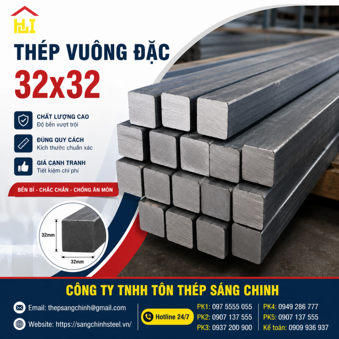 Bảng báo giá thép vuông đặc 32x32