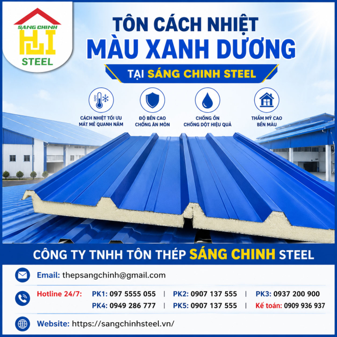 Bảng Báo Giá Tôn cách nhiệt màu xanh dương