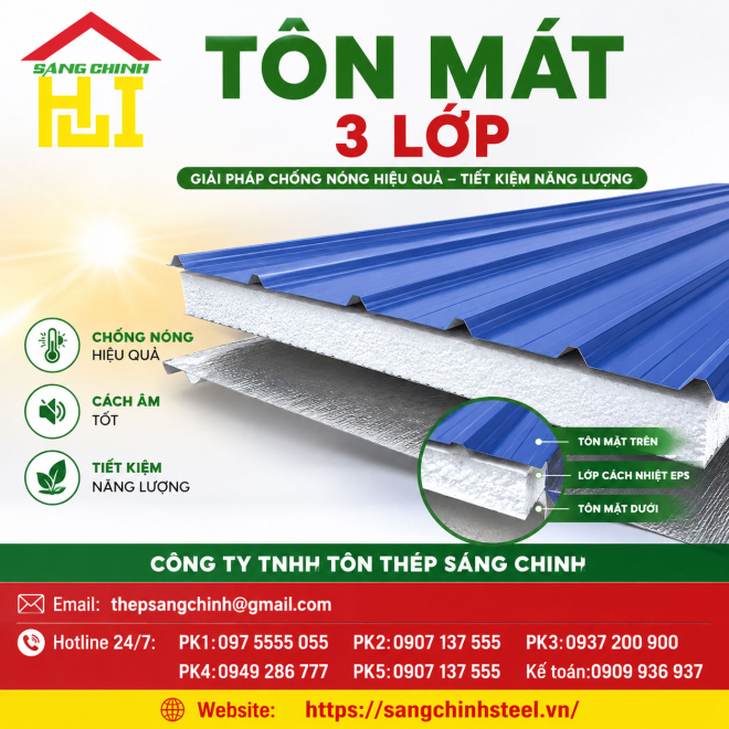 Bảng báo giá tôn mát 3 lớp