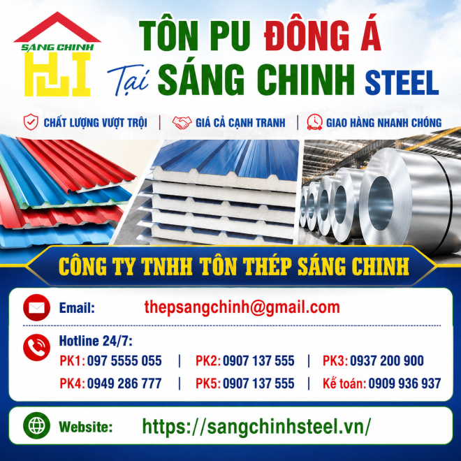 Bảng Báo Giá Tôn Pu Đông Á Tại Sáng Chinh STEEL
