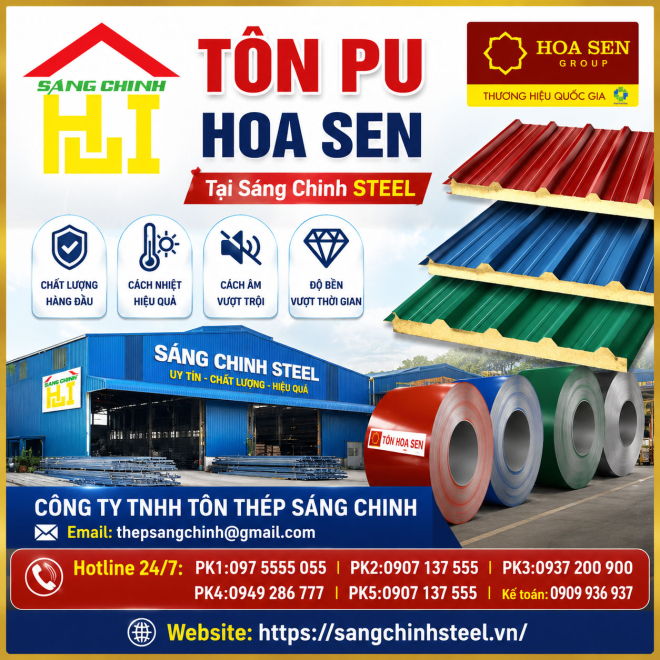 Bảng Báo Giá Tôn PU Hoa Sen Tại Sáng Chinh STEEL