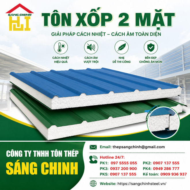 Bảng báo giá tôn xốp 2 mặt