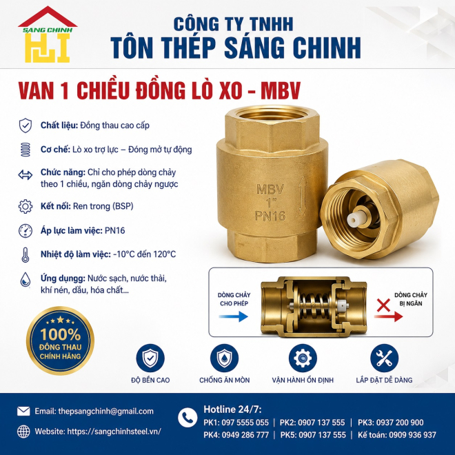 VAN 1 CHIỀU ĐỒNG LÒ XO – MBV