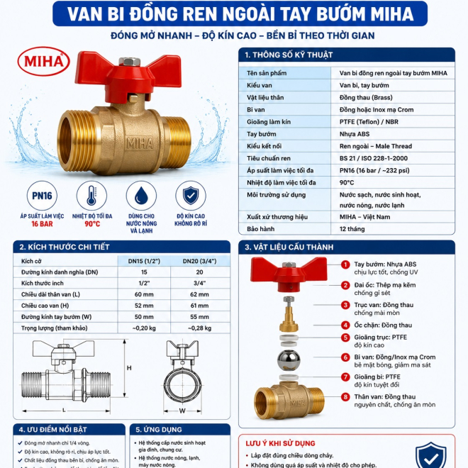VAN BI ĐỒNG REN NGOÀI TAY BƯỚM – MIHA