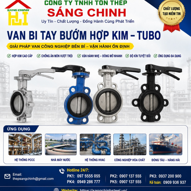 VAN BI TAY BƯỚM HỢP KIM – TUBO