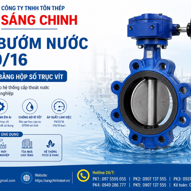 Van bướm nước PN10/16 (Vận hành bằng hộp số trục vít)