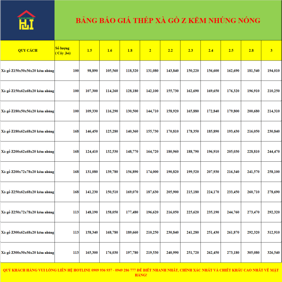 Xà gồ Z200x62x68x20 kẽm nhúng nóng
