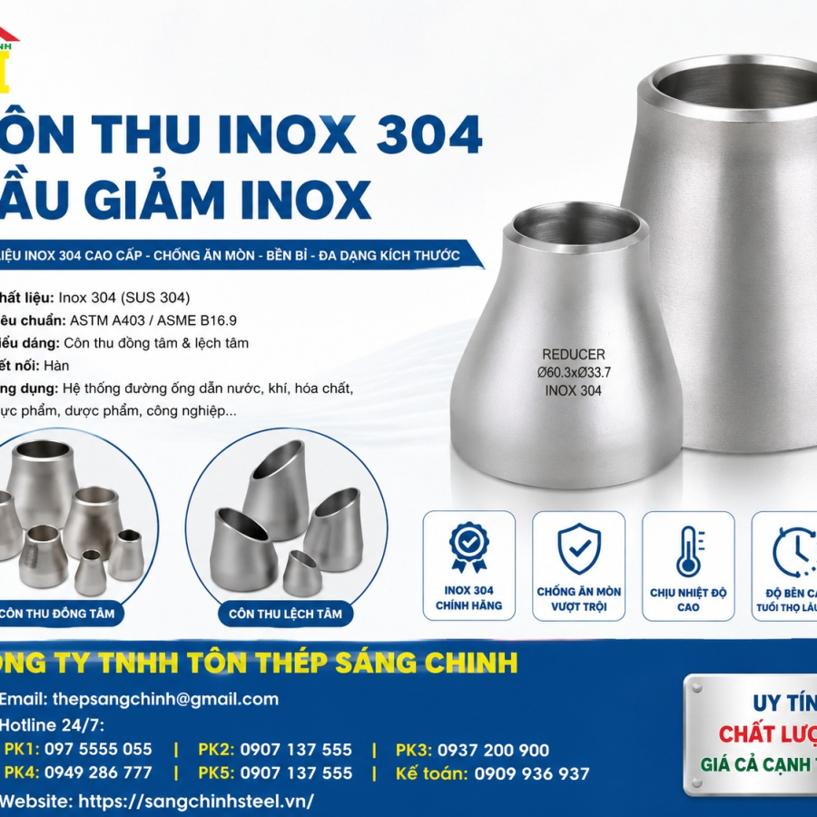 Côn thu inox 304 – Bầu giảm inox