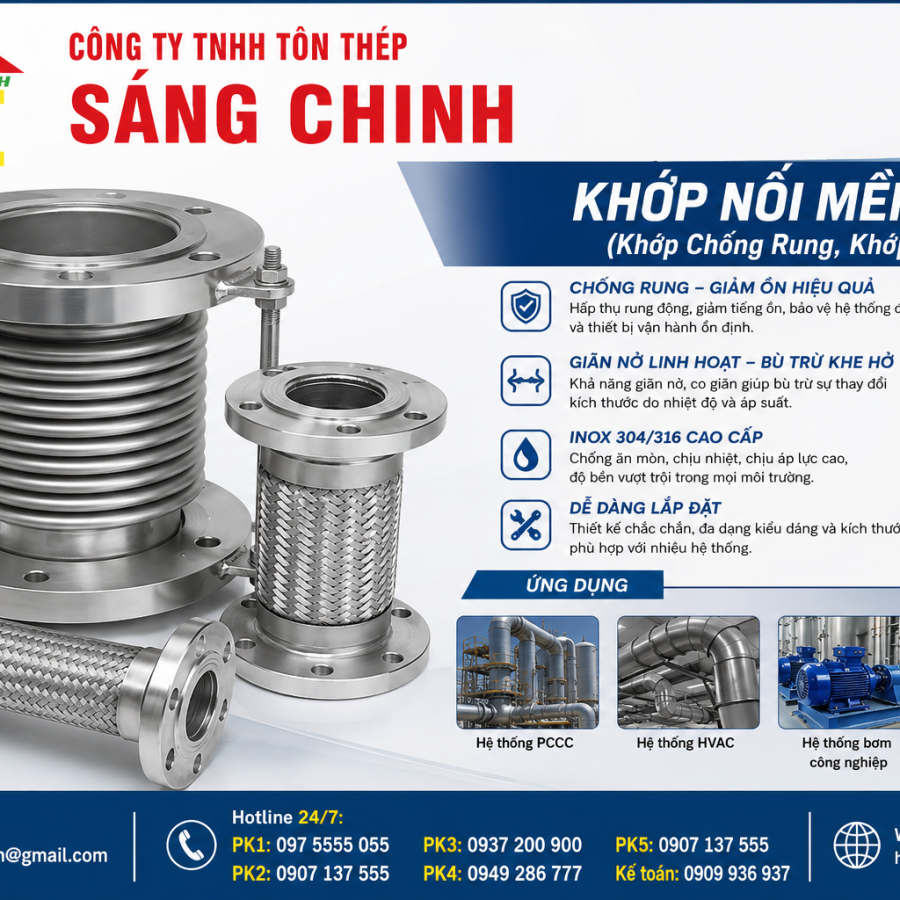 Khớp Nối Mềm INOX (Khớp Chống Rung, Khớp Giãn Nở)