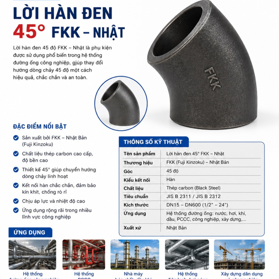 Lơi hàn đen 45 độ FKK – Nhật