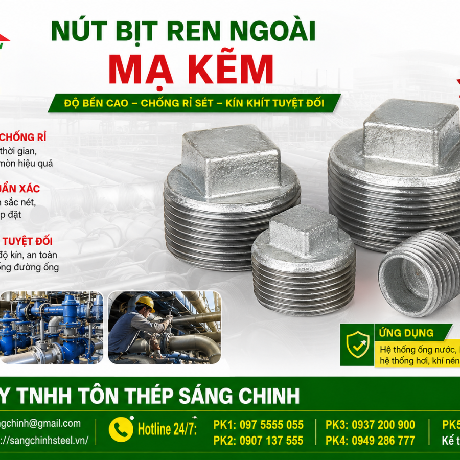 Nút Bịt Ren Ngoài Mạ Kẽm