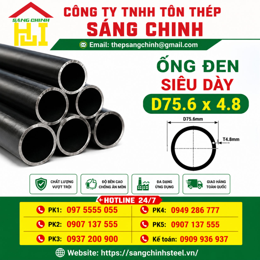 Ống đen siêu dày D75.6 x 4.8