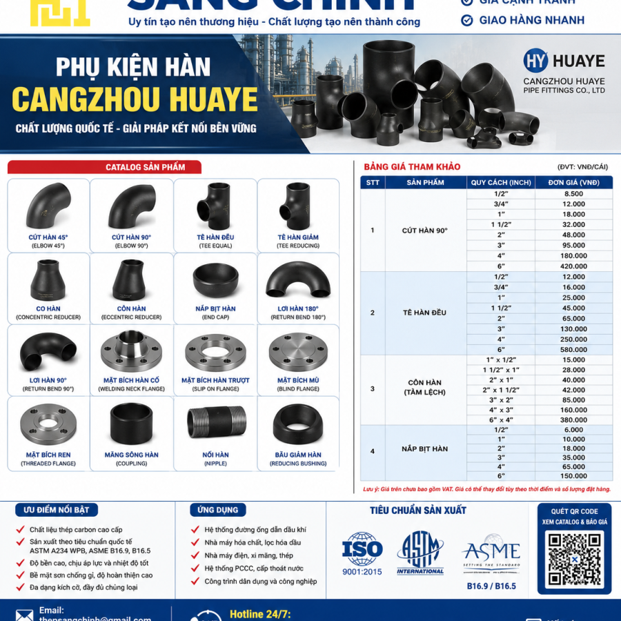 Phụ Kiện Hàn Cangzhou Huaye (Bảng giá + Catalog)