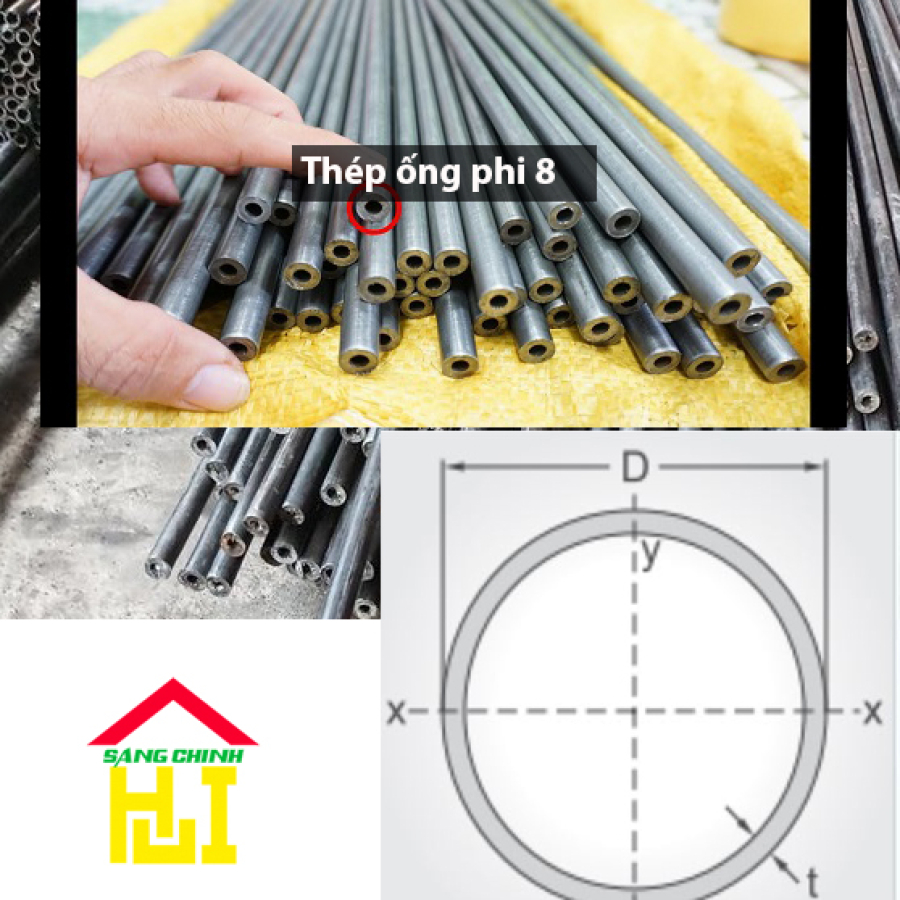 Thép ống phi 8