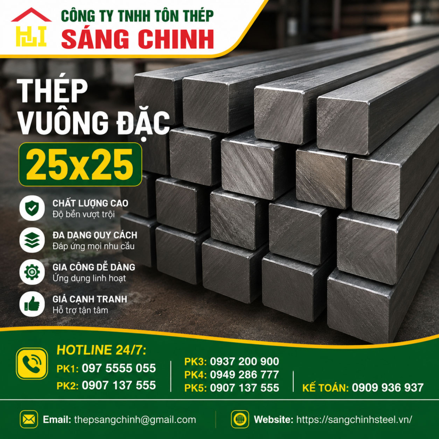 Bảng báo giá thép vuông đặc 25x25