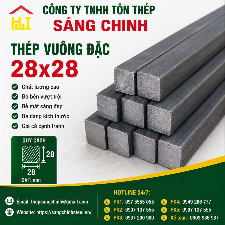 Bảng báo giá thép vuông đặc 28x28