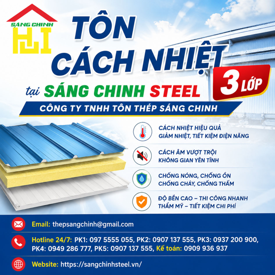 Bảng Báo Giá Tôn Cách Nhiệt 3 Lớp