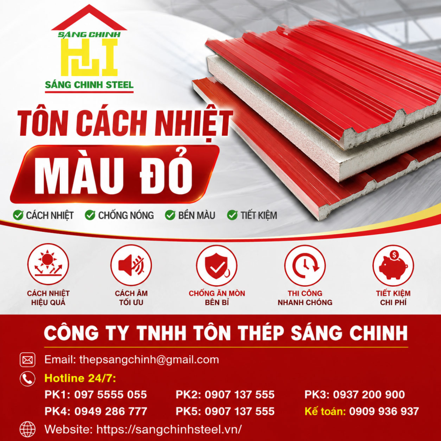 Bảng báo giá tôn cách nhiệt màu đỏ